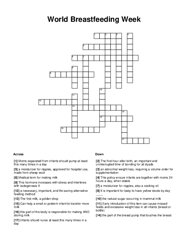 World Breastfeeding Week Crossword Puzzle
