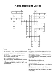 Acids, Bases and Oxides Crossword Puzzle