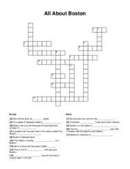 All About Boston Crossword Puzzle