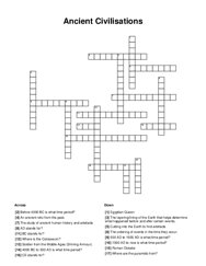 Ancient Civilisations Crossword Puzzle
