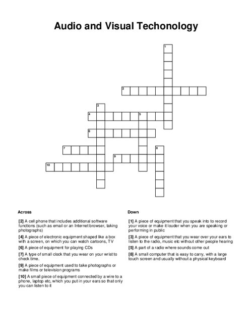 Audio and Visual Techonology Crossword Puzzle