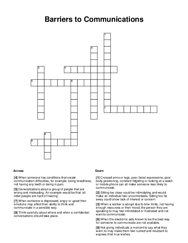 Barriers to Communications Crossword Puzzle