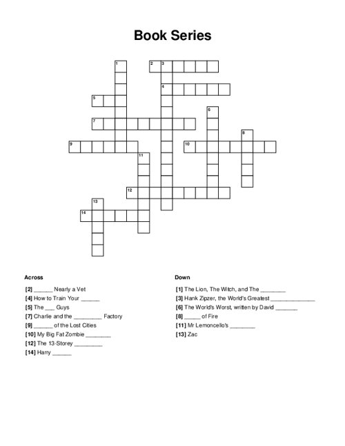 Book Series Crossword Puzzle