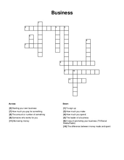 Business Crossword Puzzle