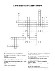 Cardiovascular Assessment Crossword Puzzle