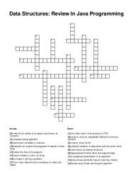 Data Structures: Review In Java Programming Crossword Puzzle