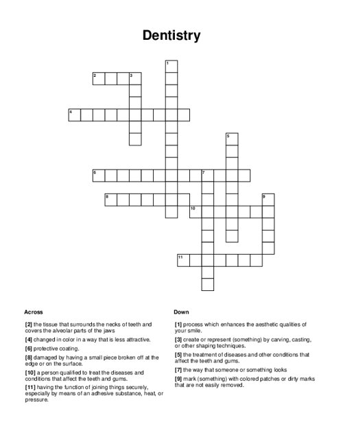 Dentistry Crossword Puzzle