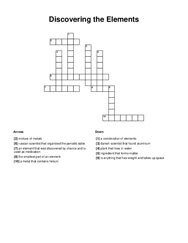 Discovering the Elements Crossword Puzzle