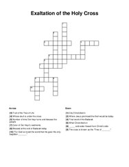 Exaltation of the Holy Cross Crossword Puzzle