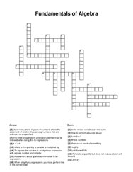Fundamentals of Algebra Crossword Puzzle
