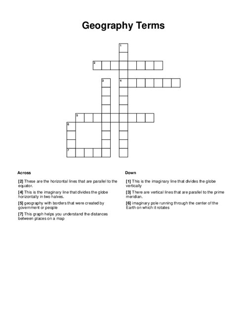 Geography Terms Crossword Puzzle