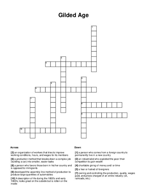 Gilded Age Crossword