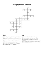 Hungry Ghost Festival Crossword Puzzle