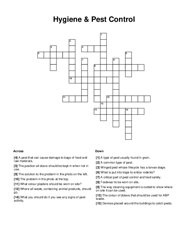 Hygiene & Pest Control Crossword Puzzle