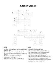 Kitchen Utensil Crossword Puzzle