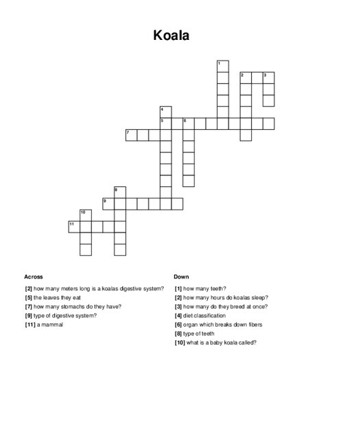 Koala Crossword Puzzle