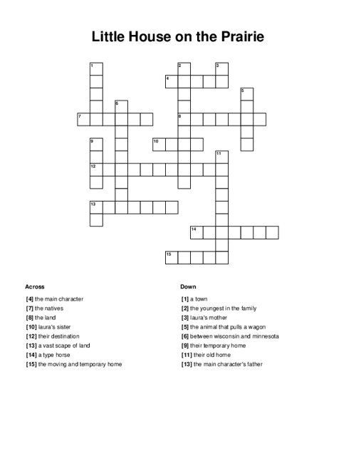Little House on the Prairie Crossword Puzzle