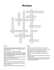 Mortgage Crossword Puzzle