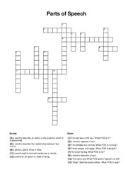 Parts of Speech Crossword Puzzle