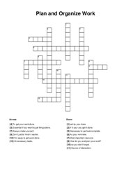 Plan and Organize Work Crossword Puzzle