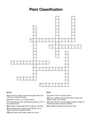 Plant Classification Crossword Puzzle