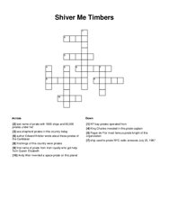 Shiver Me Timbers Crossword Puzzle