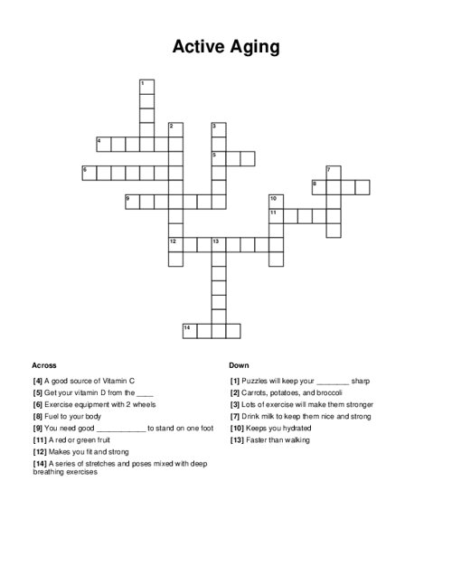 Active Aging Crossword Puzzle