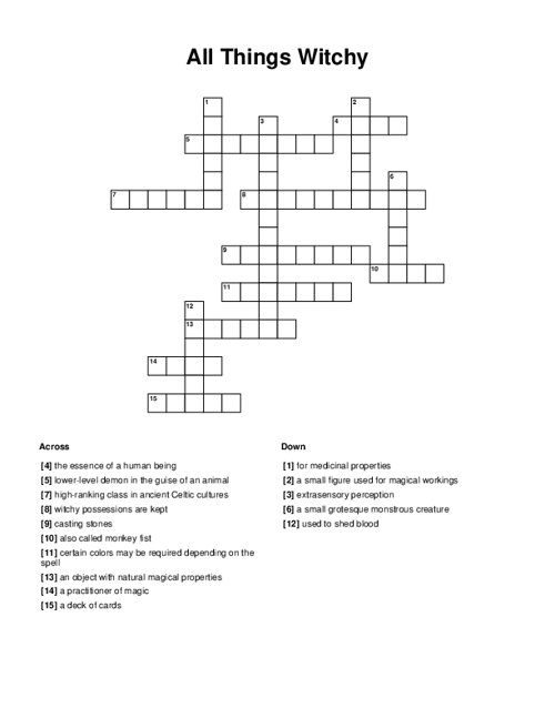 All Things Witchy Crossword Puzzle
