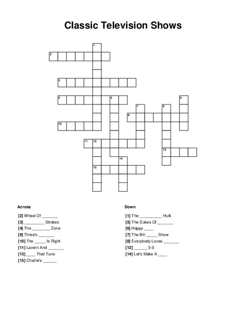 Classic Television Shows Crossword Puzzle