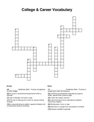College & Career Vocabulary Crossword Puzzle