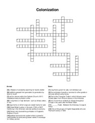 Colonization Crossword Puzzle