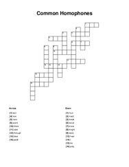 Common Homophones Crossword Puzzle