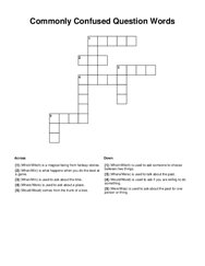 Commonly Confused Question Words Crossword Puzzle