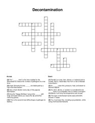 Decontamination Crossword Puzzle