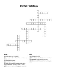 Dental Histology Crossword Puzzle