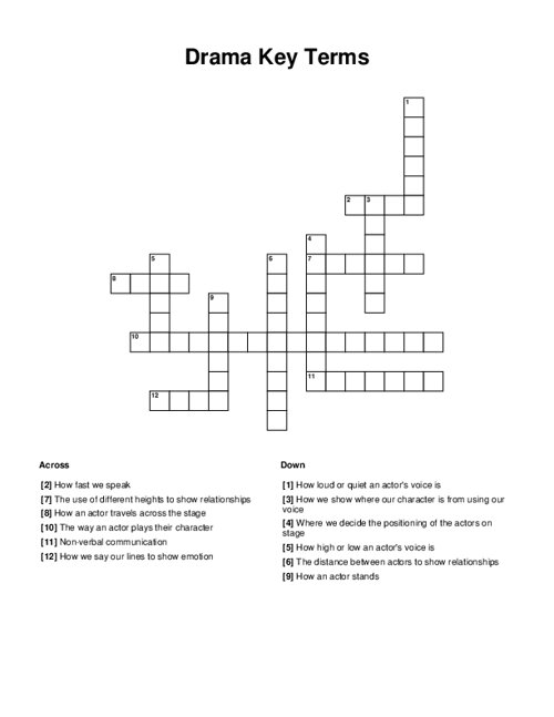 Drama Key Terms Crossword Puzzle