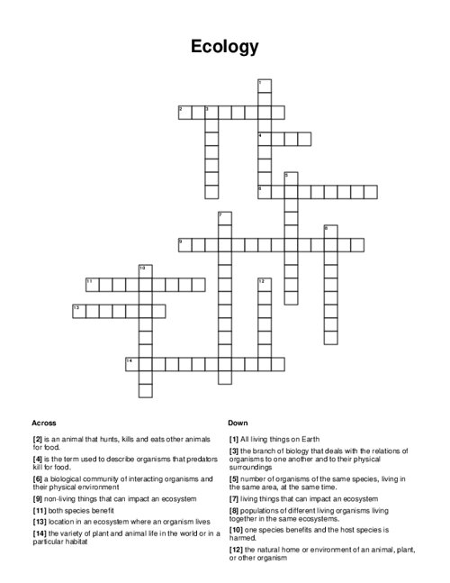 Ecology Crossword