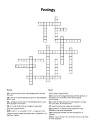 Ecology Crossword Puzzle