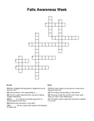 Falls Awareness Week Crossword Puzzle