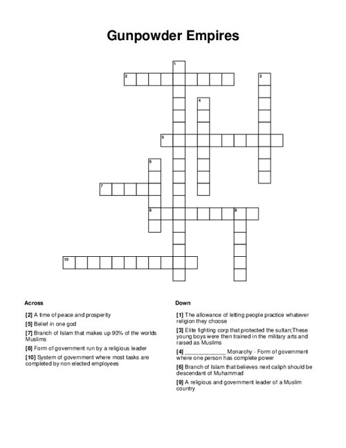 Gunpowder Empires Crossword Puzzle
