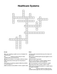 Healthcare Systems Crossword Puzzle
