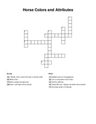 Horse Colors and Attributes Crossword Puzzle