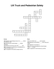 Lift Truck and Pedestrian Safety Crossword Puzzle