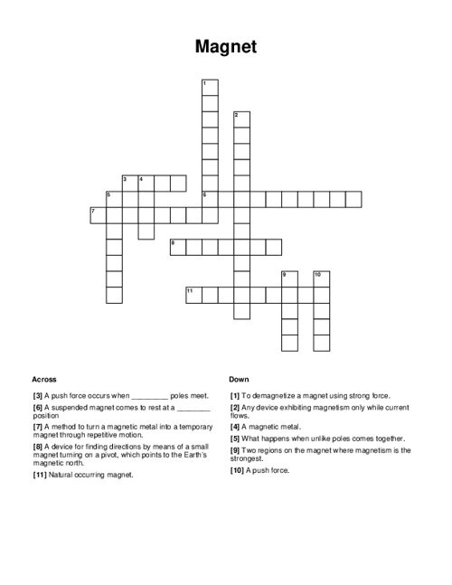 Magnet Crossword Puzzle