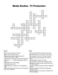 Media Studies / TV Production Crossword Puzzle