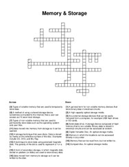 Memory & Storage Crossword Puzzle