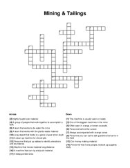 Mining & Tailings Crossword Puzzle