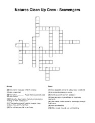 Natures Clean Up Crew - Scavengers Crossword Puzzle