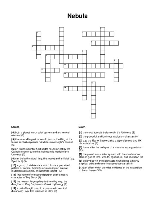 Nebula Crossword Puzzle
