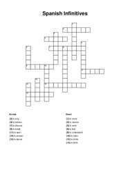 Spanish Infinitives Crossword Puzzle